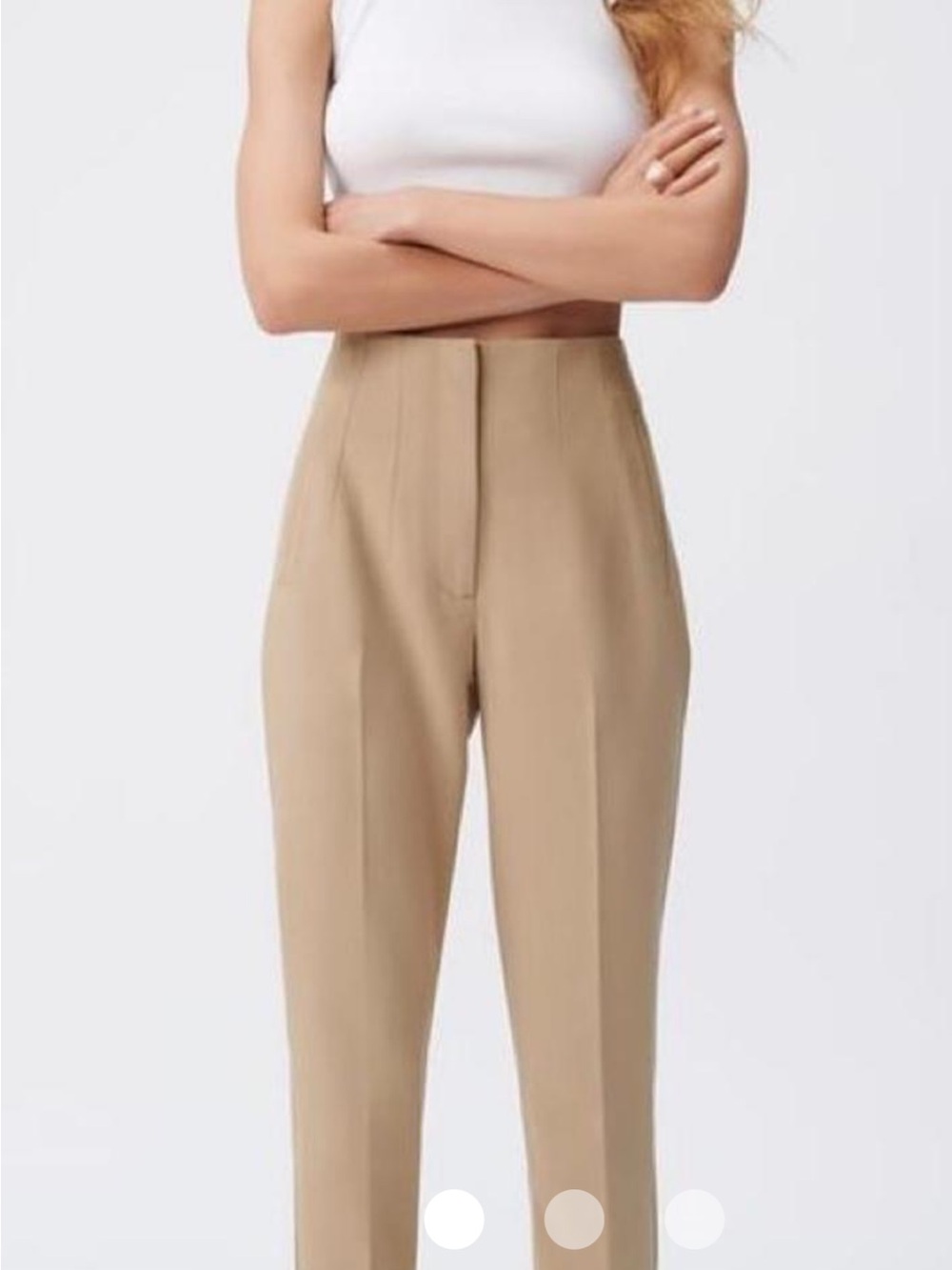 Zara Tailored High-Waist Trousers in Light Beige